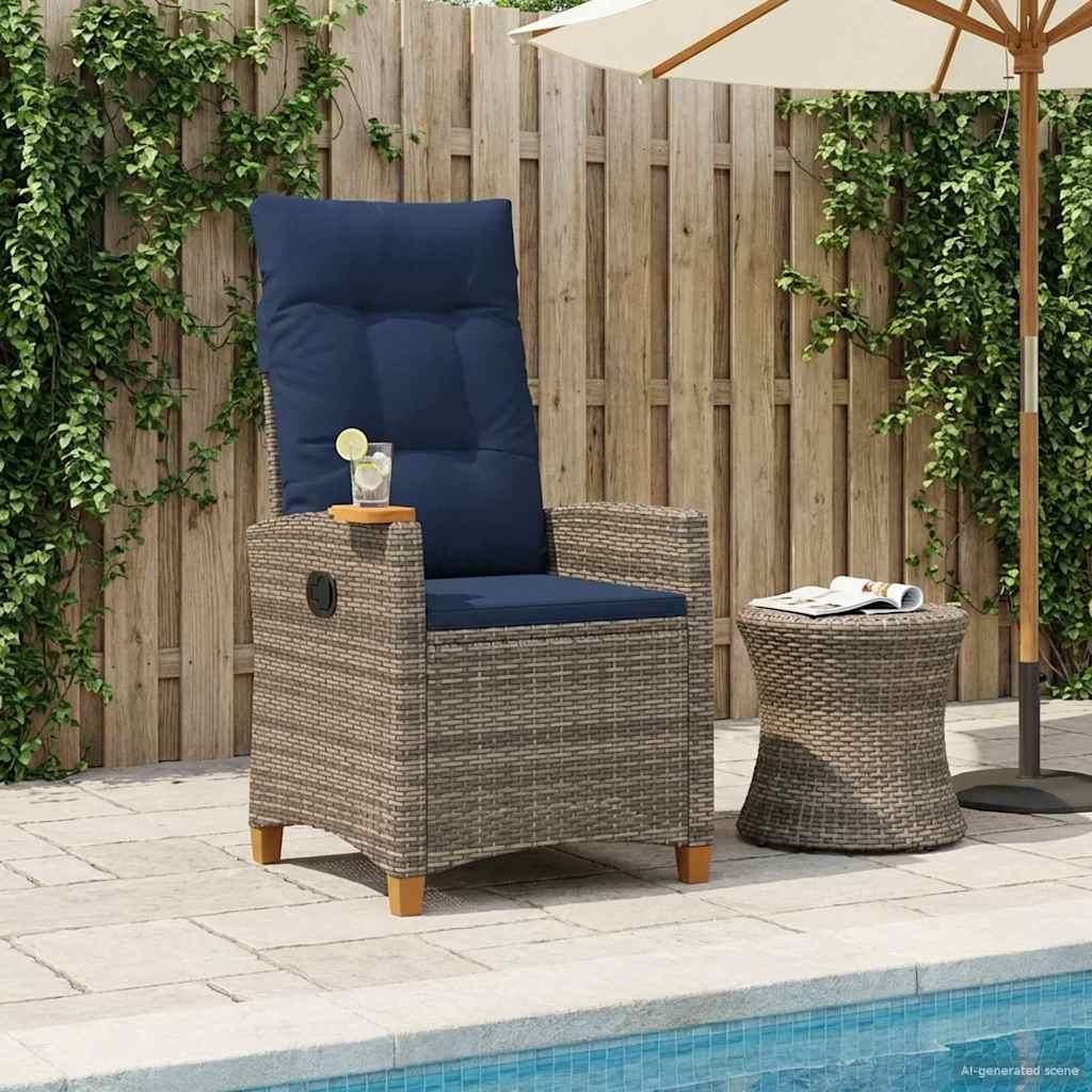 "Schlussverkauf" Liegestuhl mit Teeteller 62x64x112 cm Poly-Rattan - Gartenstühle C492