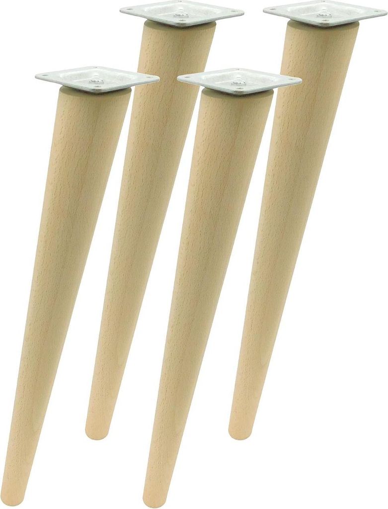 Hochwertige 45 cm Holz Tischbeine aus Buchenholz, schräg, Produktbild 