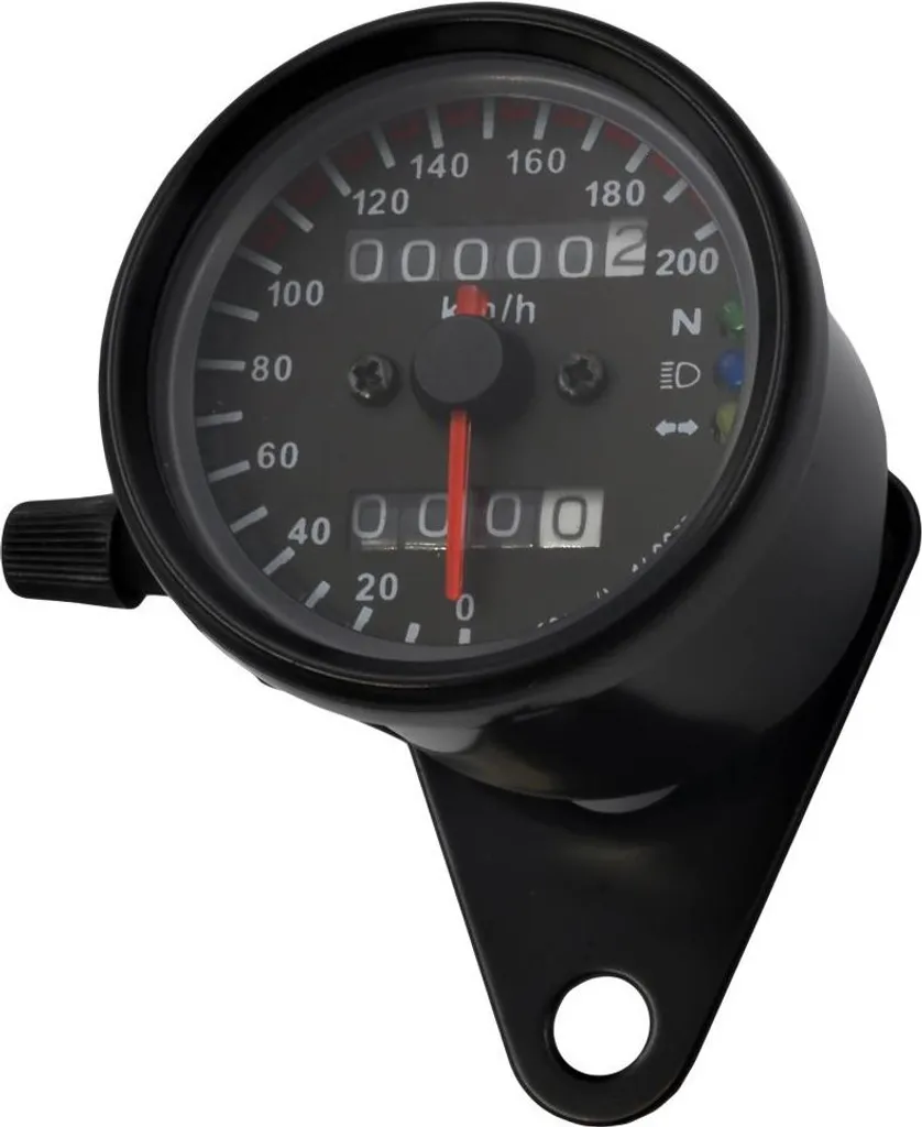 Compteur de vitesse analogique noir 200km/h pour moto custom et café racer