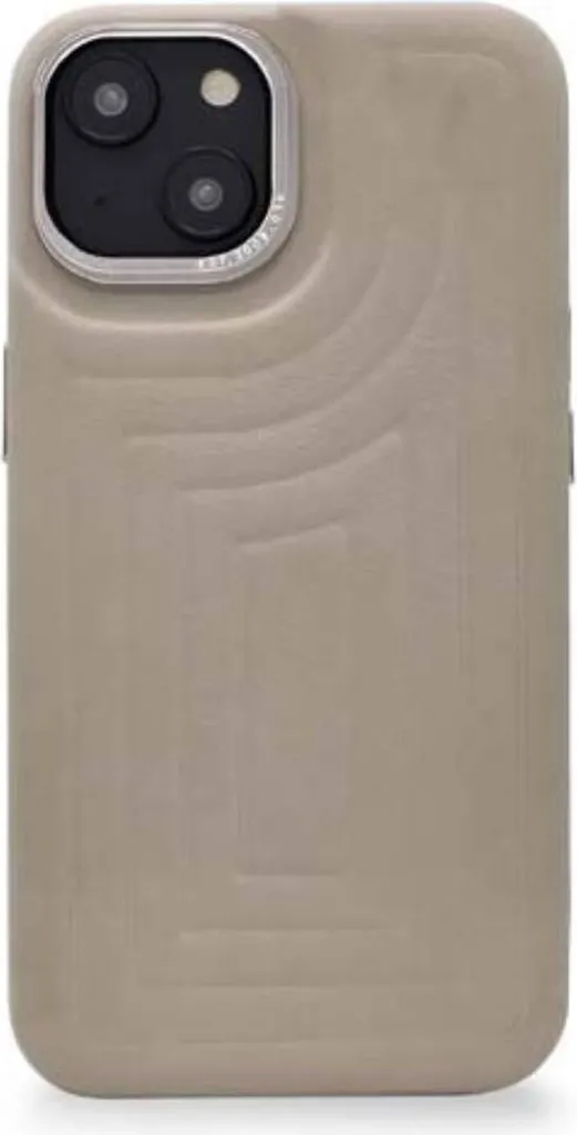Decoded, cover per iPhone 14 Plus compatibile con MagSafe in pelle, giallo-grigio