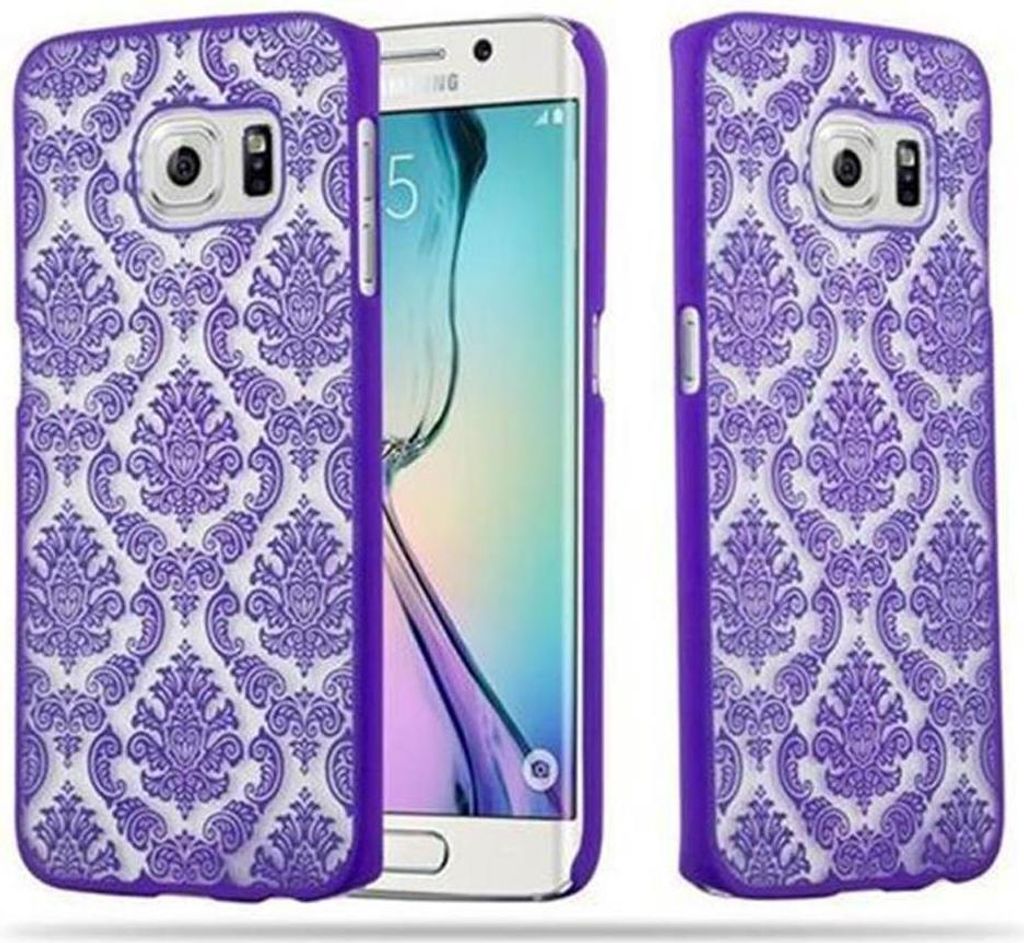 Cadorabo Hülle für Samsung Galaxy S6 EDGE Schutz Hülle in Lila Hard Case Schutzhülle Blumen Etui Handyhülle