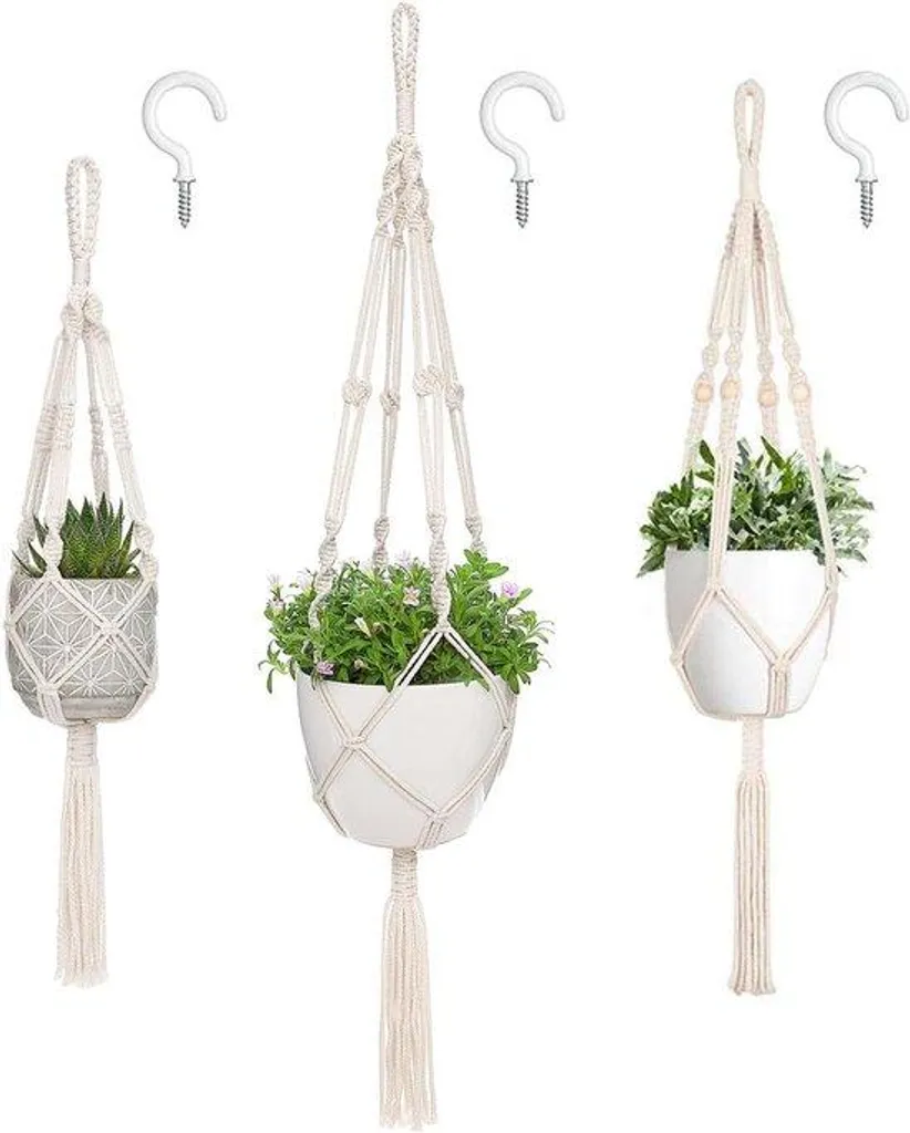 Suspensions en macramé lot de 3 tailles pour intérieur et extérieur