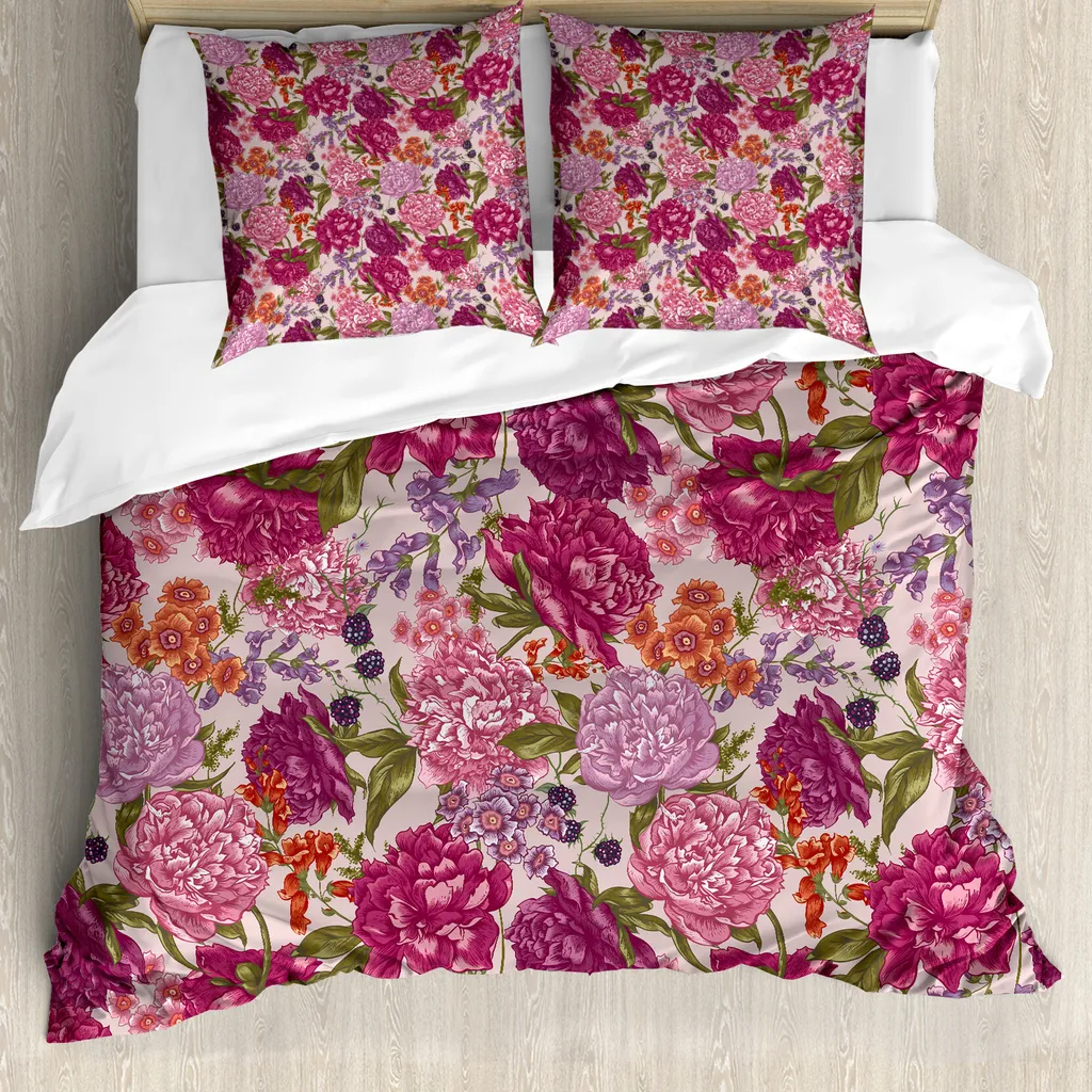 Copripiumino ABAKUHAUS Antiacaro 155x220: Fiori Vintage e Praticità