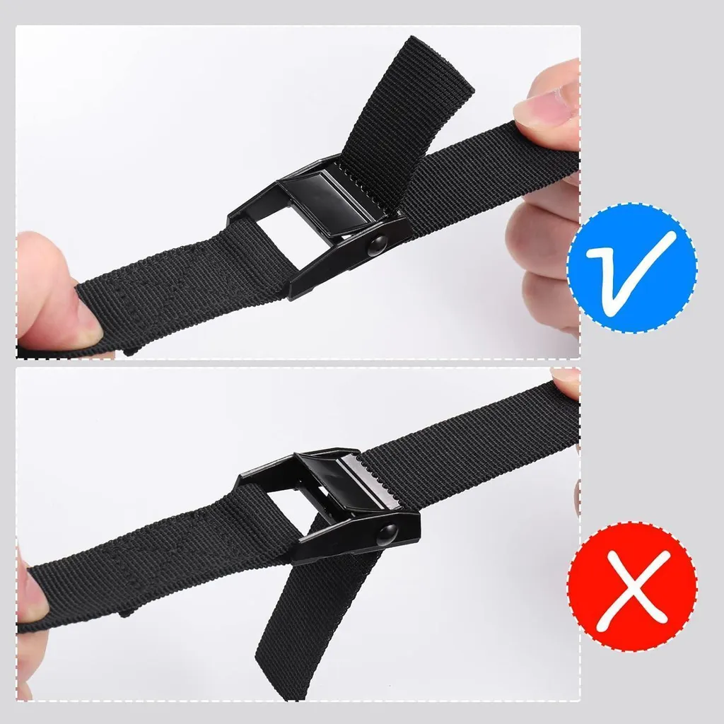 Hejo Pack de 6 Sangles de serrage courtes 2,5m Noir pour Fixation Vélo - 2