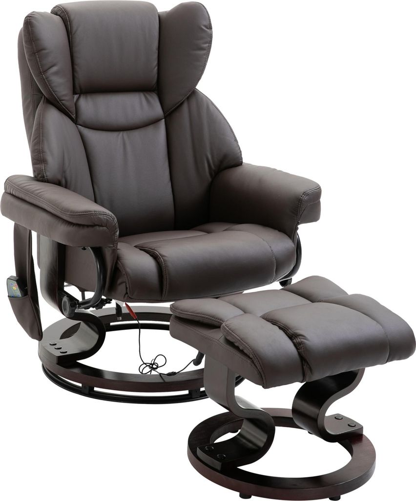 Fortuna Lai Relaxsessel Massagesessel mit Fußhocker und Liegefunktion, Kunstleder Braun 79x82x101 cm, komfortabel für Entspannung & Wellness | .de
