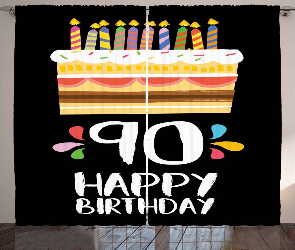 ABAKUHAUS Geburtstag Rustikaler Vorhang, Bunte Party-Einrichtung, Wohnzimmer Universalband Gardinen mit Schlaufen und Haken, 280 x 225 cm, Mehrfarbig