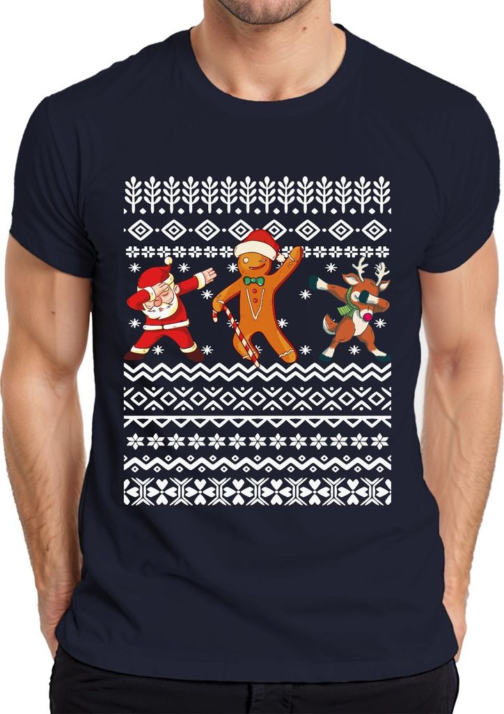 Dabbing Santa Cookie Lebkuchen - Ugly Christmas Sweater Weihnachten Herren T-Shirt, Navy, S