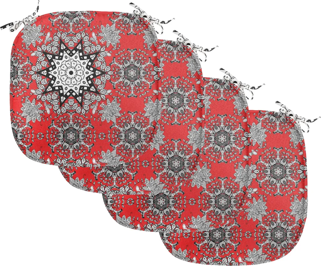 Set 4 Cuscini Coprisedia 40x40 ABAKUHAUS Impermeabili Mandala Rosso