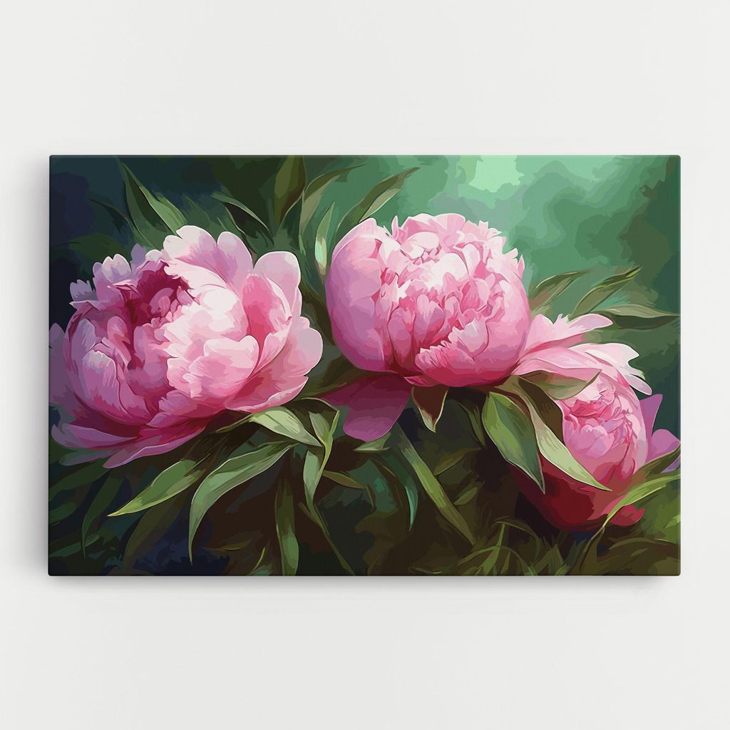 ARTHUB Leinwandbild 20x30 cm, Peonies Art | Wohnzimmerdekoration, Hängende Bilder, Wanddekoration, Heimdekoration, Blumen, Pfingstrosen