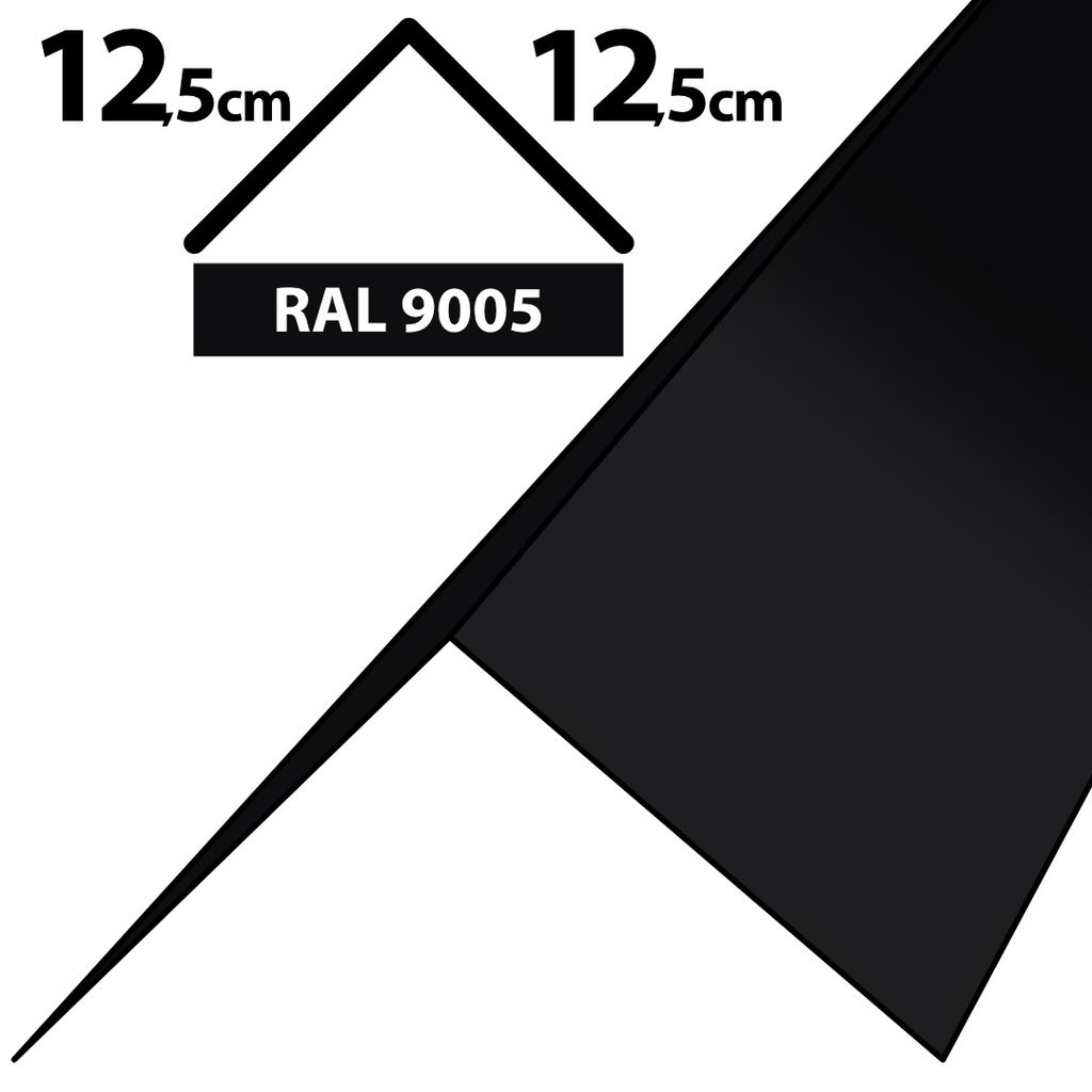 2m Winkelblech Kantblech Kante Blechwinkel pulverbeschichtetes 0,5mm Zuschnitt 25cm RAL-9005 Schwarz
