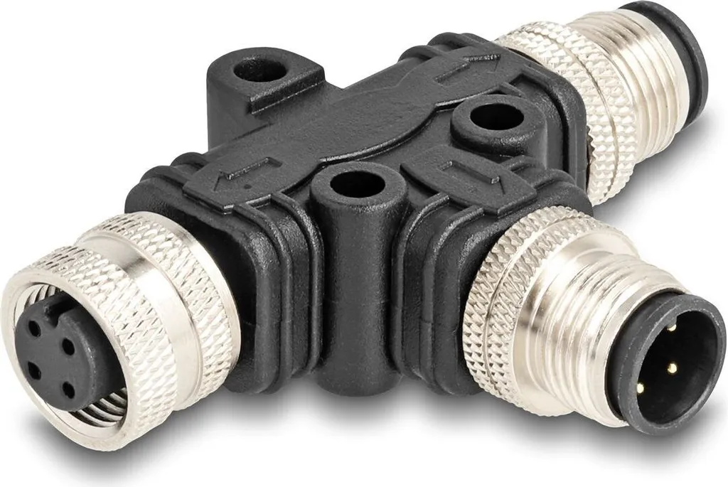 Splitter M12 Delock Codé A 4 Pin avec Boîtier Robuste IP67 Étanche