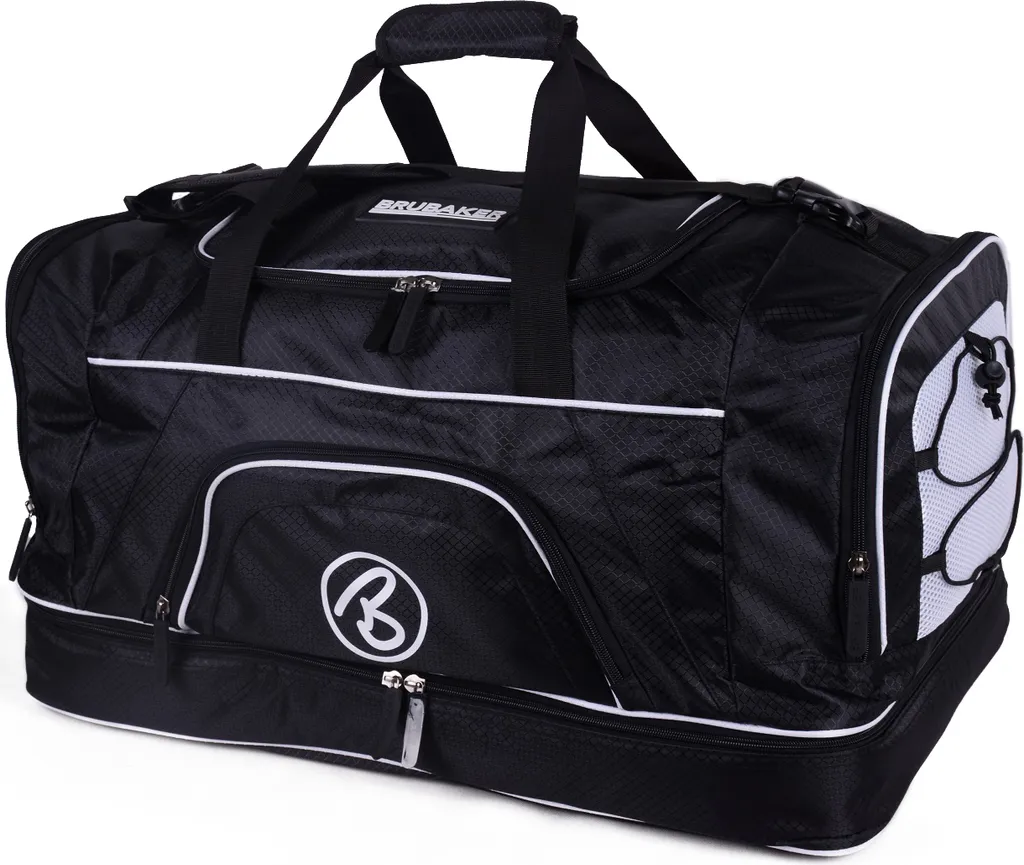 BRUBAKER Big Base Sac de Sport XXL 90 L avec Compartiment Humide Noir