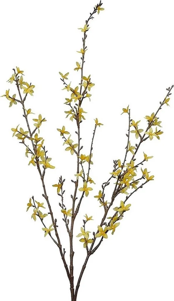 Fleur artificielle Forsythia jaune 76cm : Déco sans entretien ni pollen