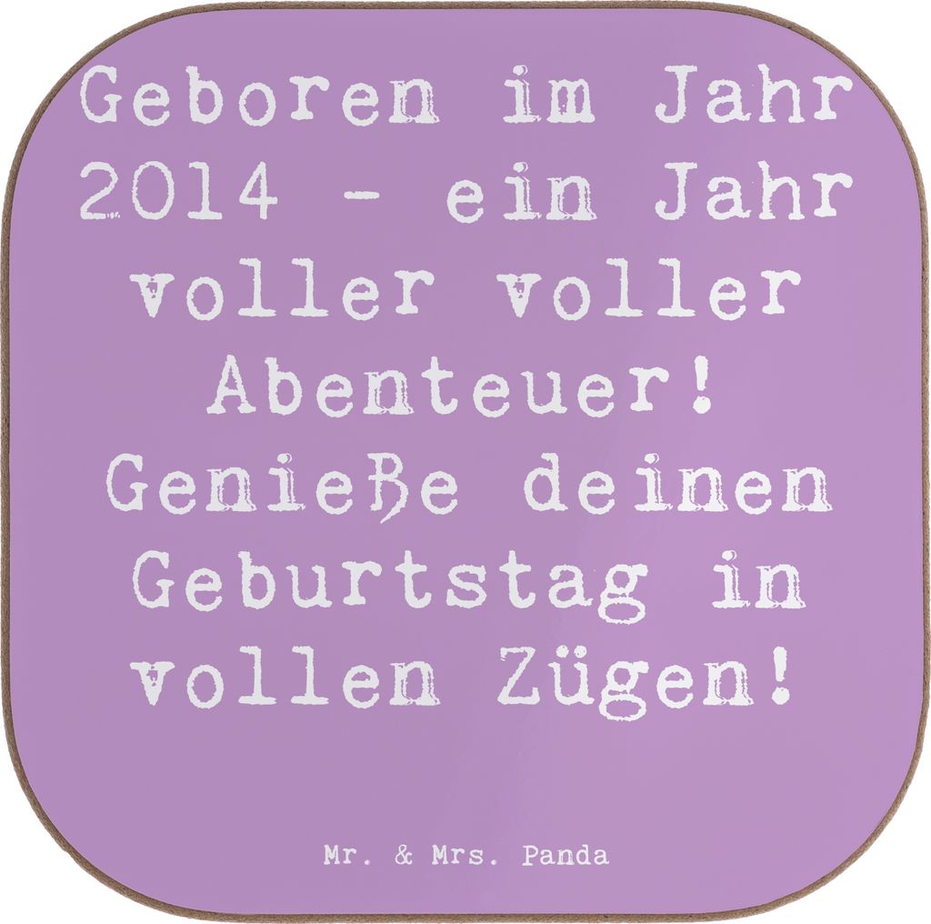 Mr. & Mrs. Panda Tassenuntersetzer Spruch 2014 Geburtstag Abenteuer - Lavendeltraum - Geschenk, Untersetzer Gläser, Glückwunsch, Geburtstagsgesch...