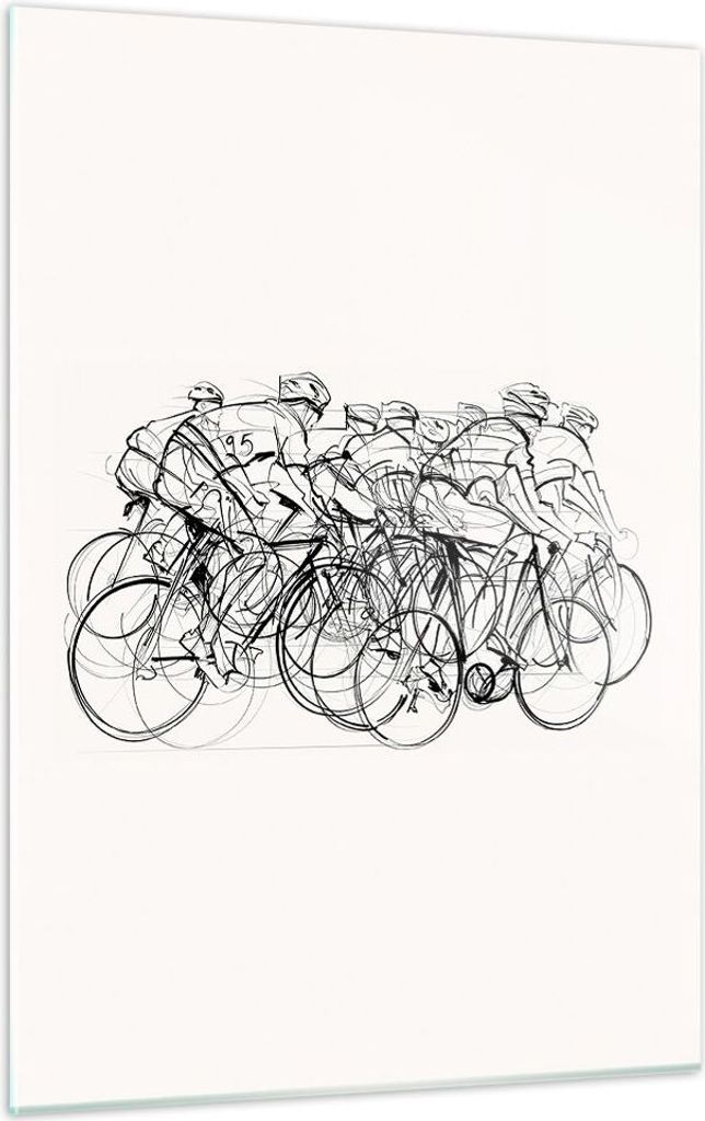 Bilder auf glas - Einteilig - Fahrrad Rennen Rad - 50x70cm - Glasbilder - Wandbilder - Bilder - zum Aufhängen bereit - Wanddekoration aus Glas - G...
