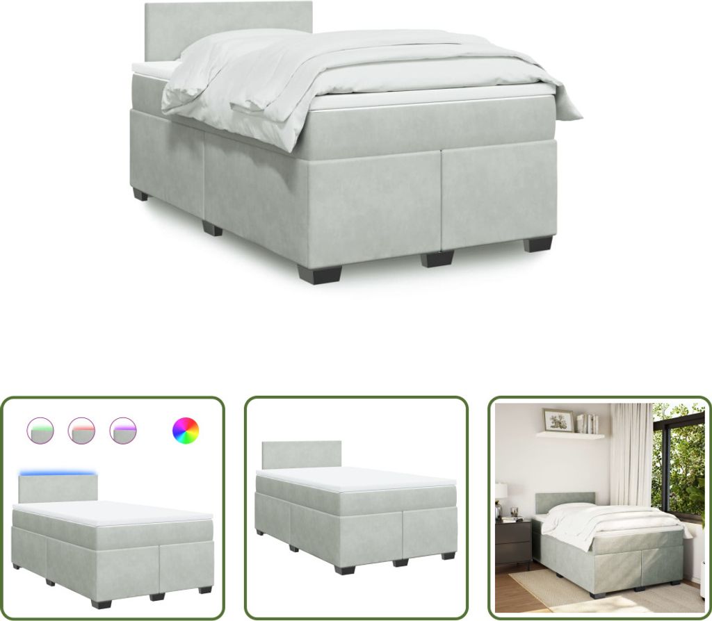 The Living Store Boxspringbett mit Matratze Hellgrau Produktbild 