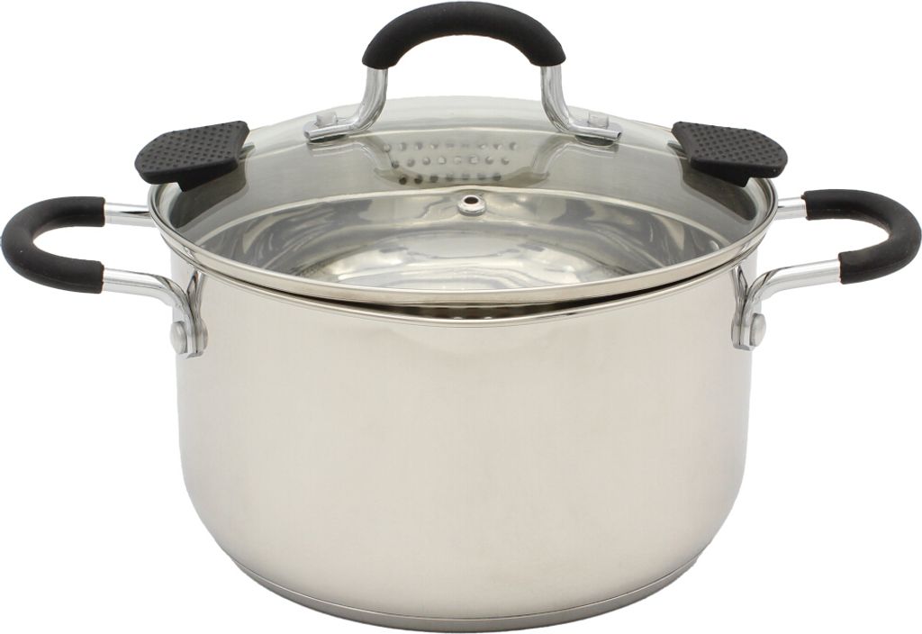 Krüger Fleischtopf Kansas Ø 24 cm Edelstahl rostfrei, mit Ausgießer, Glasdeckel