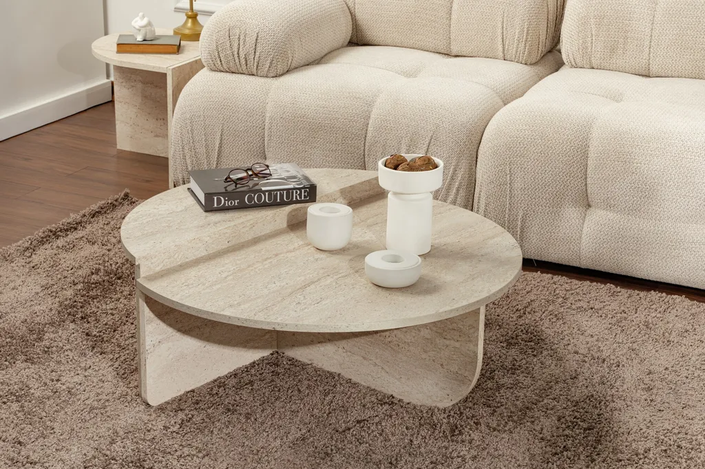 Table Basse Travertin 90x30x60 cm Orion : Design Minimaliste Chic - 4