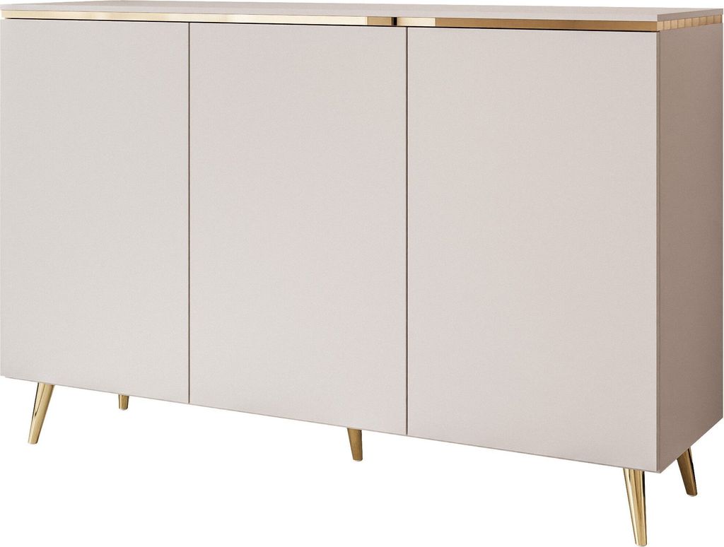 YOURHOUSE24 Kommode AURORA II Kaschmir Hängende Anrichte mit Dreitürige oder auf Beinen (Ausführung: Stehend- schräge Beine)