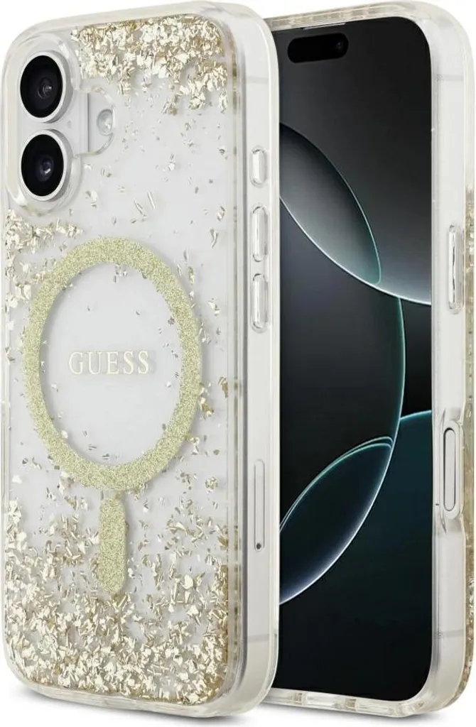 Custodia Guess Glitter MagSafe iPhone 17 Oro - Cover in Resina Lussuosa
