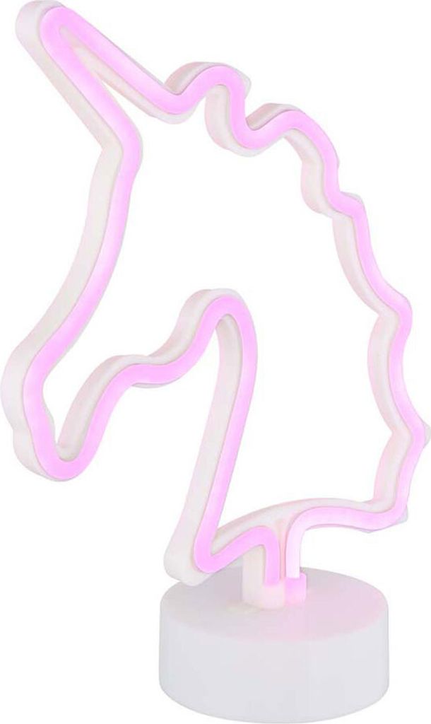 LED Tischleuchte, Einhorn, weiß, Neonleuchte, H 28,5 cm