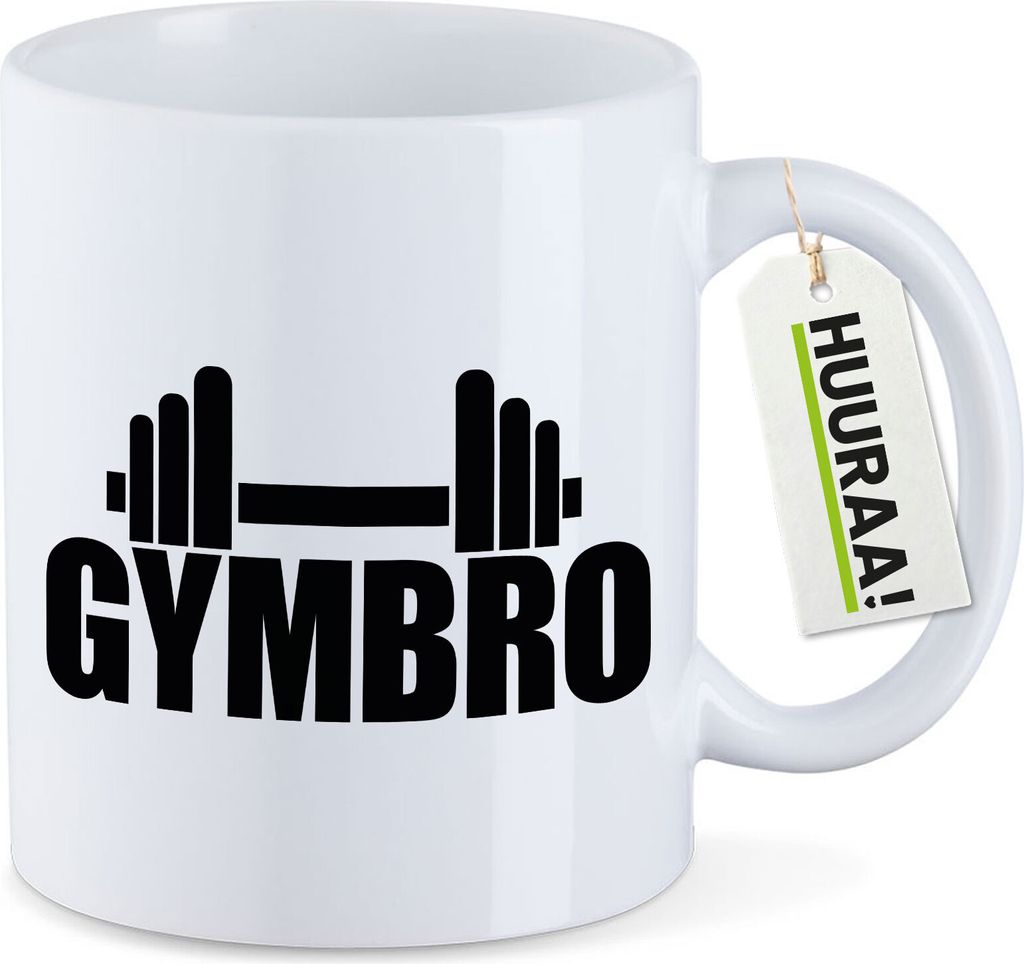 Huuraa Kaffeetasse Gymbro Hantel 330ml Weiß Keramik Kaffeebecher Geschenkidee