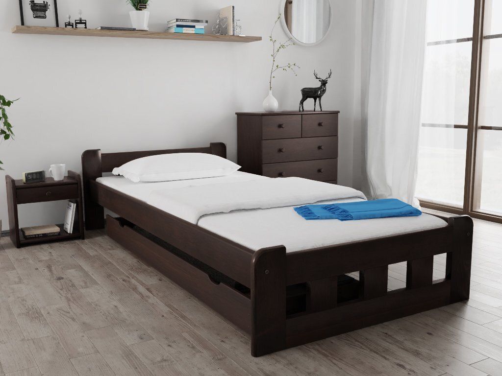 Postel Naomi zvýšená 90 x 200 cm, ořech Rošt: S laťkovým Obrázek produktu 