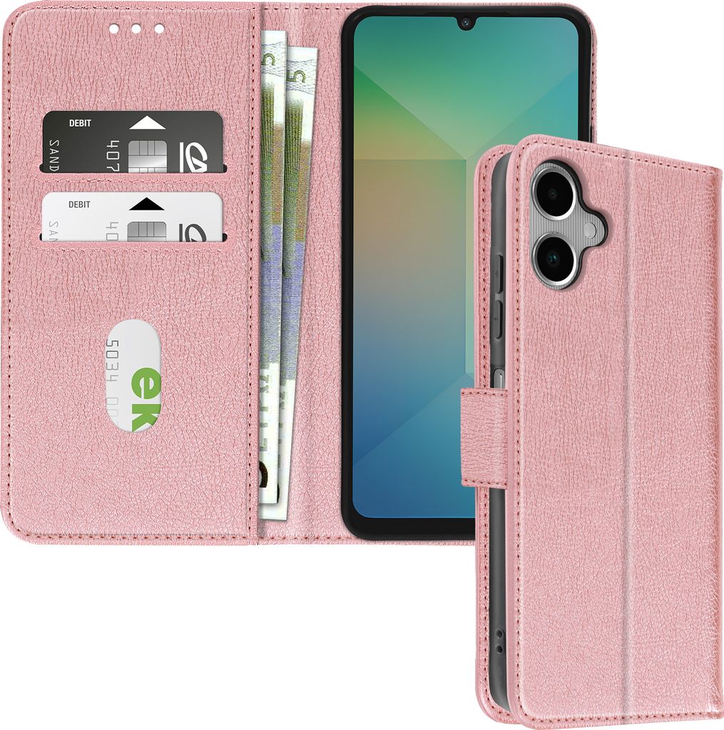Avizar, Kunstlederetui mit Standfunktion Samsung Galaxy A06, Champagnerrosa