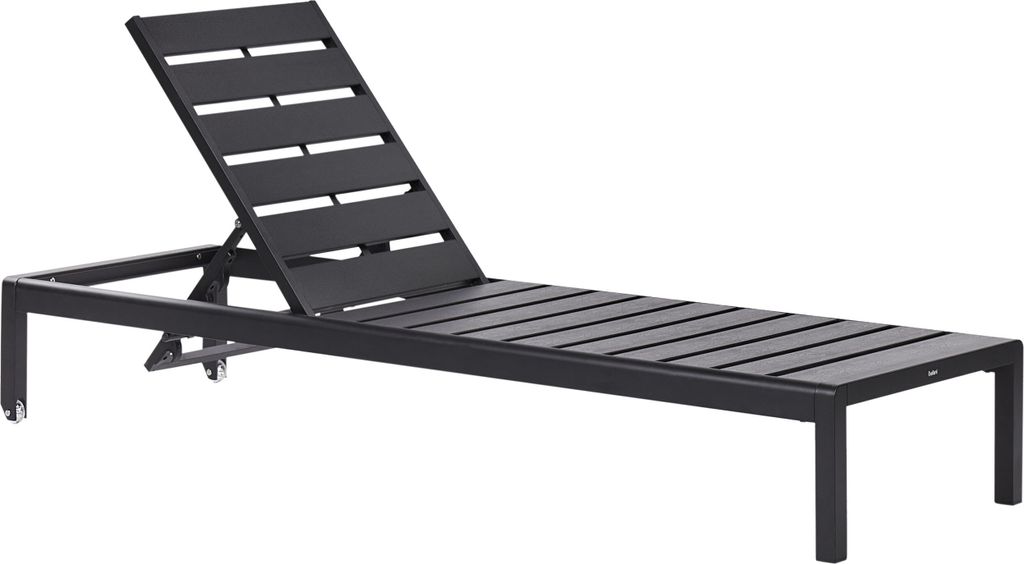 BELIANI Gartenliege Schwarz Kunstholz und Aluminium Verstellbar Modern Terrasse Balkon Ausstattung Möbel