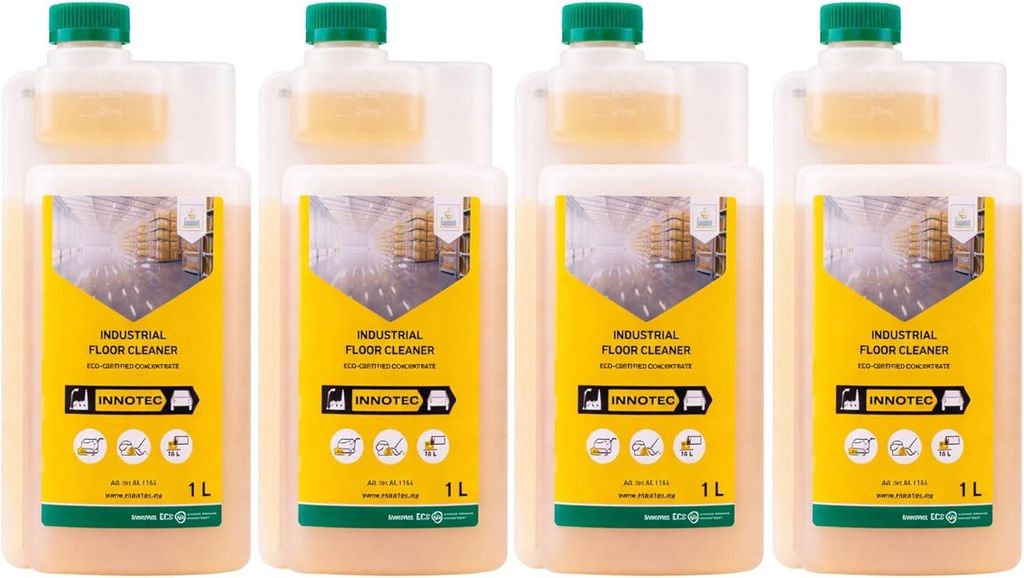 4 Stück INNOTEC Industrial Floor Cleaner 1 L – kraftvoller Bodenreiniger für Industrie & Werkstatt – löst Öl, Fett, Schmutz & Ablagerungen ...