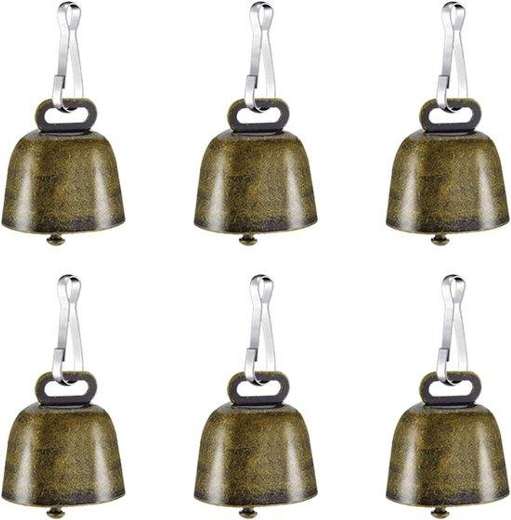 Metall-Weihnachtsglocken-Set, 6 Glocken, dekorativ, mit Haken, für Tiere, Dekorationen