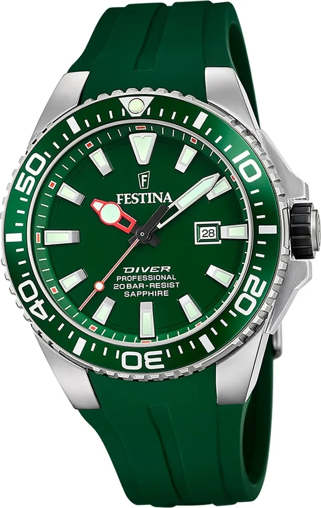 Orologio Festina Uomo F20664/2 Verde Casual Silicone Vetro Zaffiro