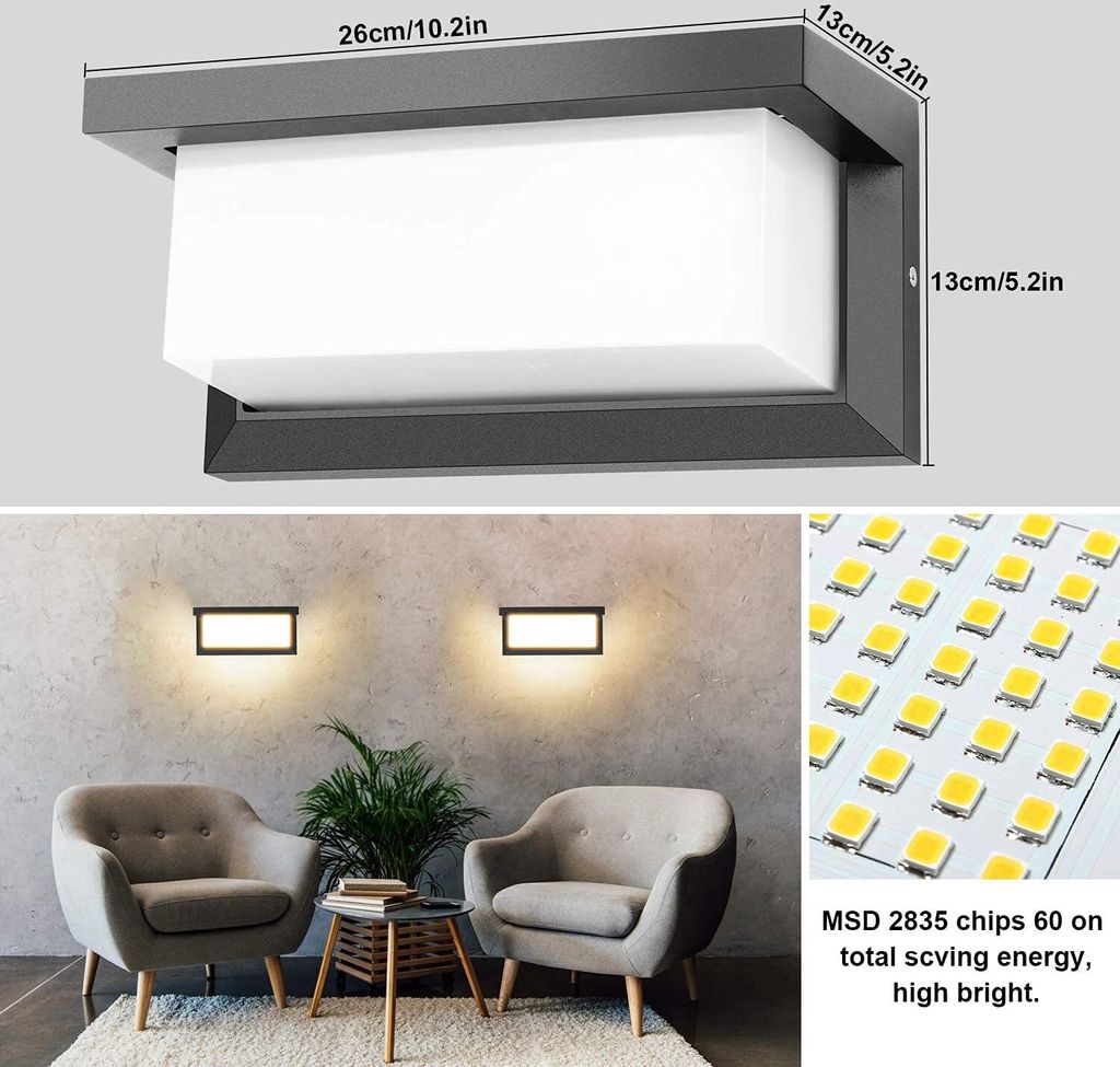Außenleuchte mit Bewegungsmelder, 18W 3000K Warmweiß LED Produktbild 4