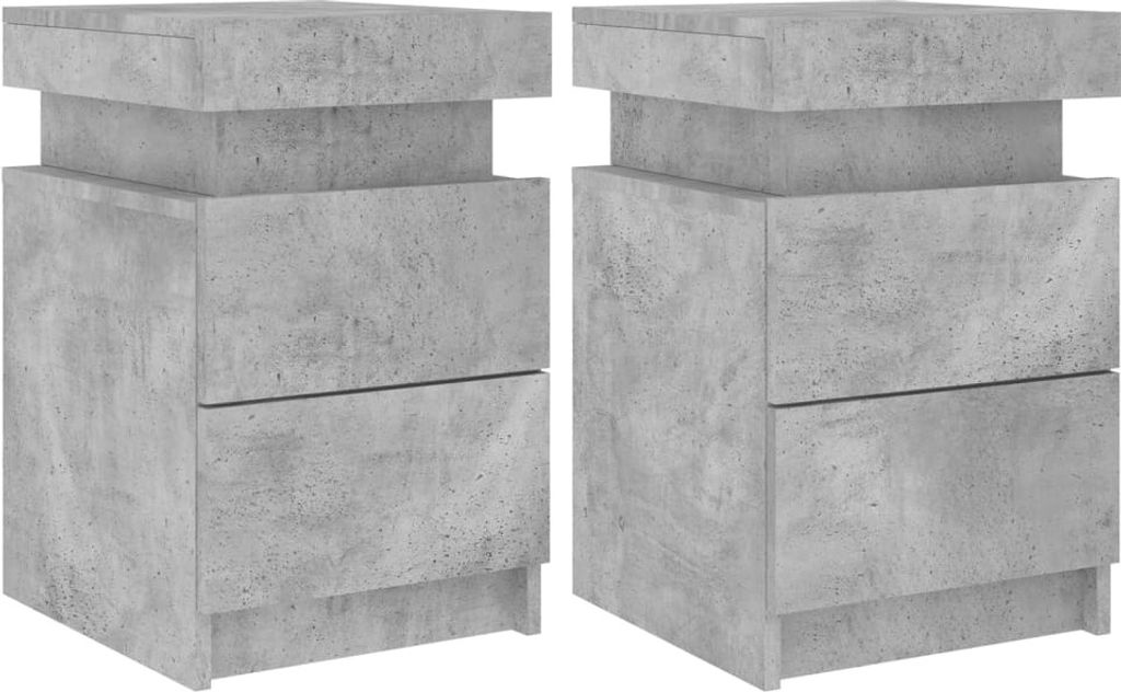 Nachttische mit LED-Leuchten 2 Stk. Betongrau 35x39x55 cm