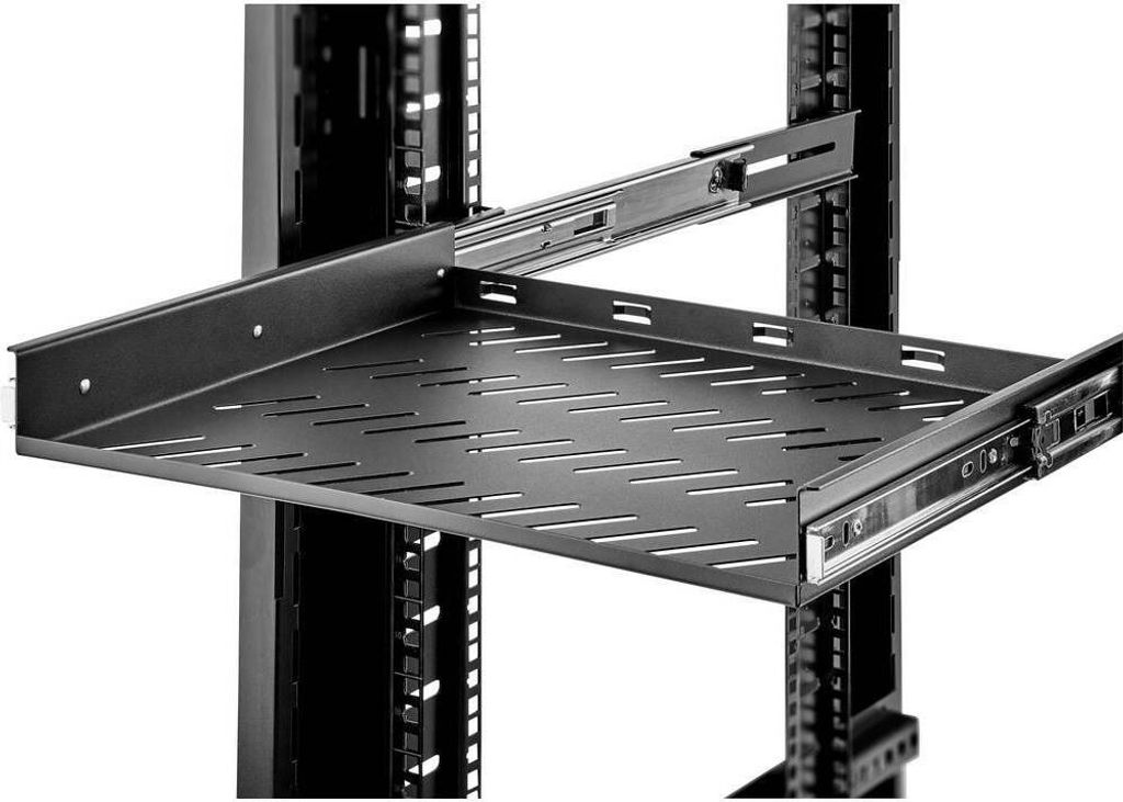 Renkforce RF-3432148 19 Zoll Netzwerkschrank-Geräteboden 1 HE Ausziehbar Geeignet für Schranktiefe: ab 400 mm Schwarz