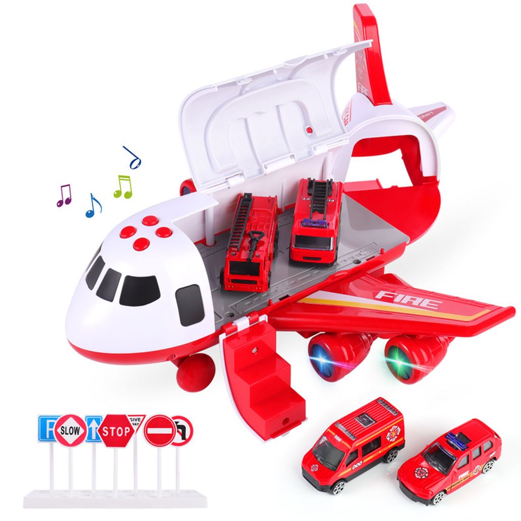 Flugzeug-Spielzeug Set mit 6 Auto Bildungsfahrzeug Polizei für 3 6 Jahre Kinder