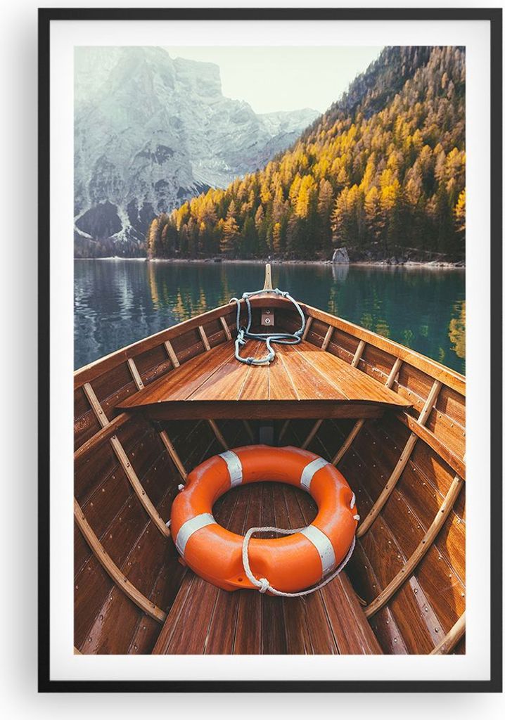 Gerahmtes Poster - Schwarzer Rahmen - £ódŸ Berge Kajak - 61x91,5 cm - Wand Bild - Wanddeko - Wandbilder - Kunstposter - Wandposter - Bilderrahme...