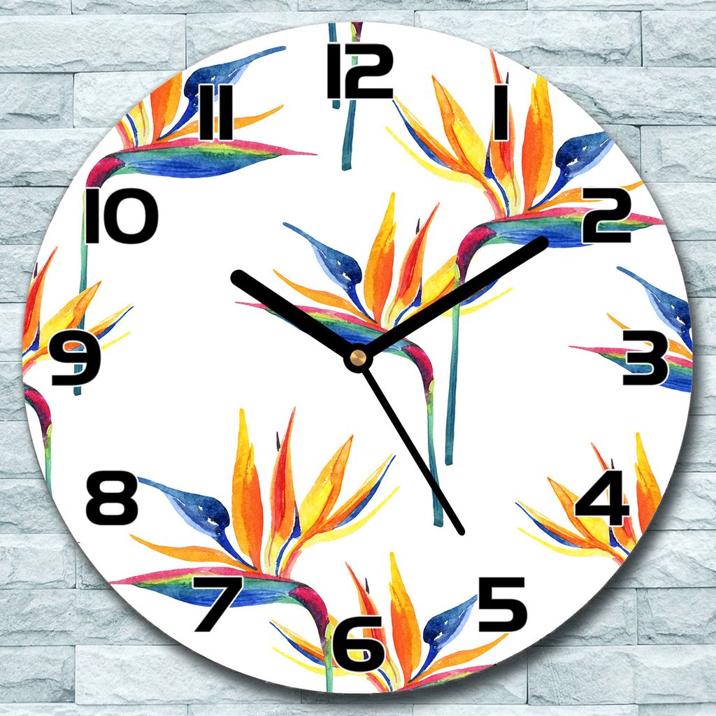 Wanduhr aus Glas Rund fi 30 Vogel Aquarell Quarz Deko Schlafzimmer Büro