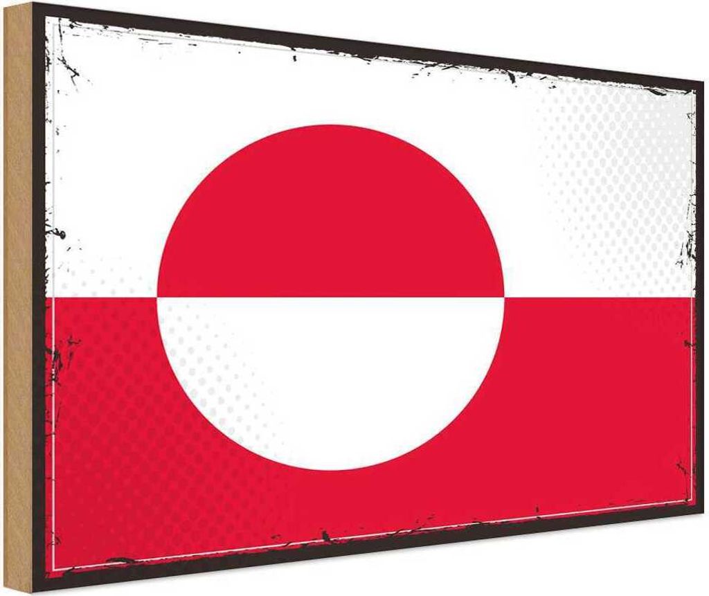 vianmo Holzschild 20x30 cm Grönlands Greenland Flagge Fahne Wappen