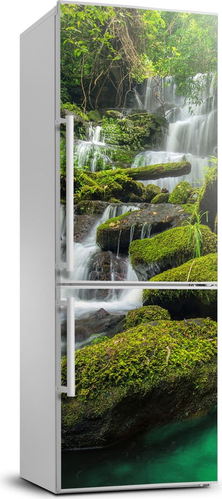 Tulup Kühlschrankdekoration - 70x190 cm - Aufkleber auf dem Kühlschrank - Wasserfall im Dschungel
