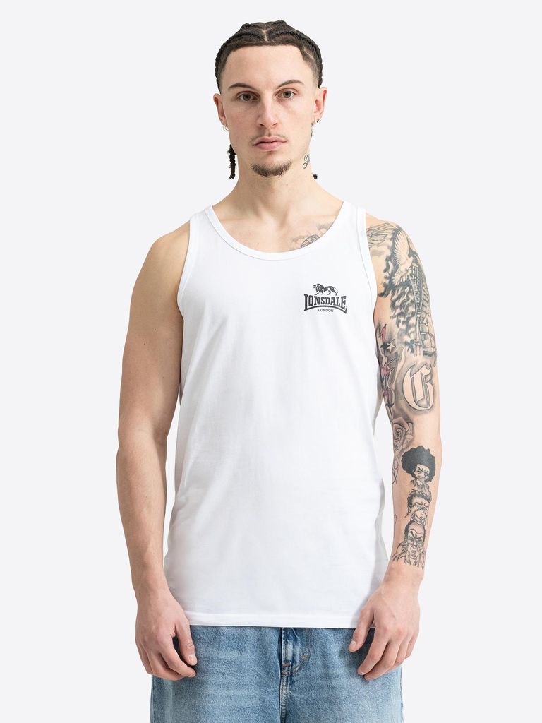 Herren Singlet schmale Passform DOLTON White/Black L Lonsdale