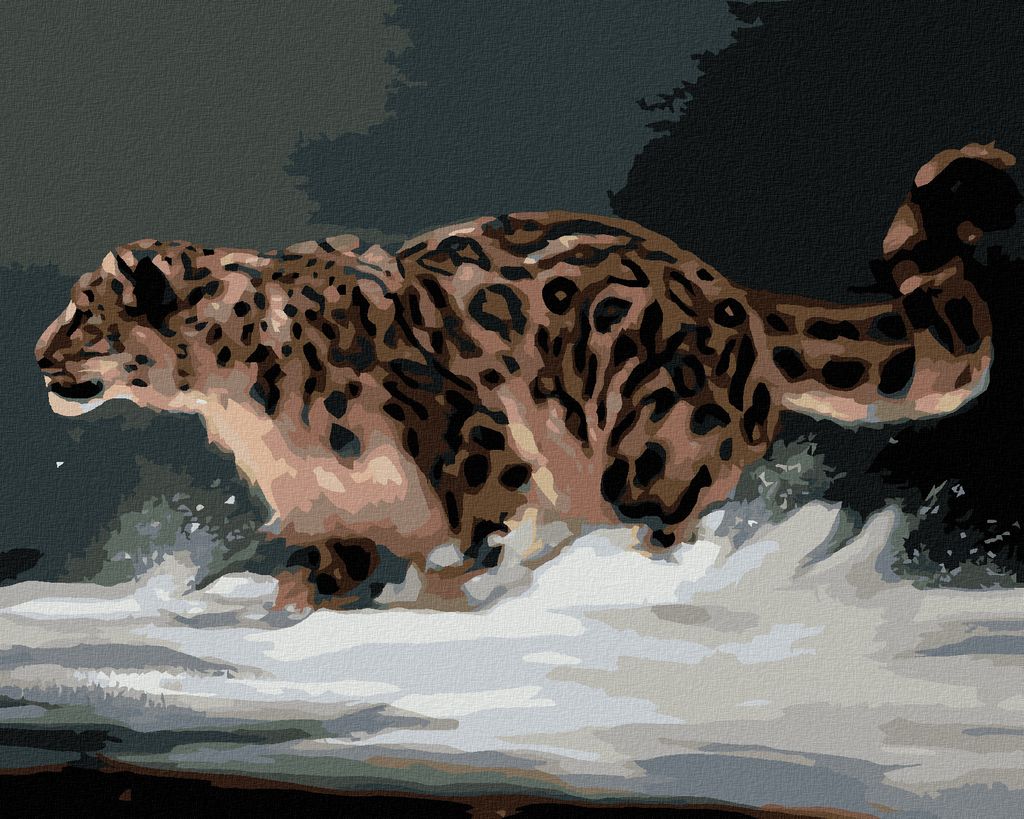 Zuty - Malen nach Zahlen - LEOPARD IM SCHNEE (D. RUSTY RUST), 40x50 cm, mit Keilrahmen (bereits gespannt)