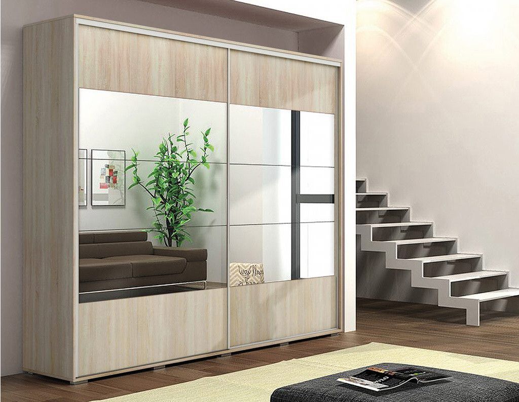 Kleiderschrank mit Spiegel 200/215 FERNANDO – Eiche Sonoma