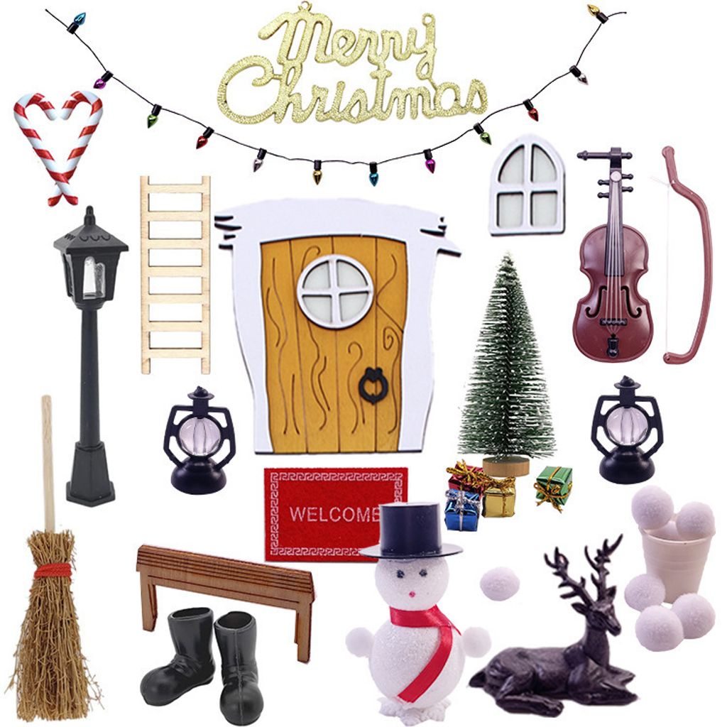 Super Idee Wichteltür Zubehör Set - Miniatur Dekoration Für Weihnachtswichtel