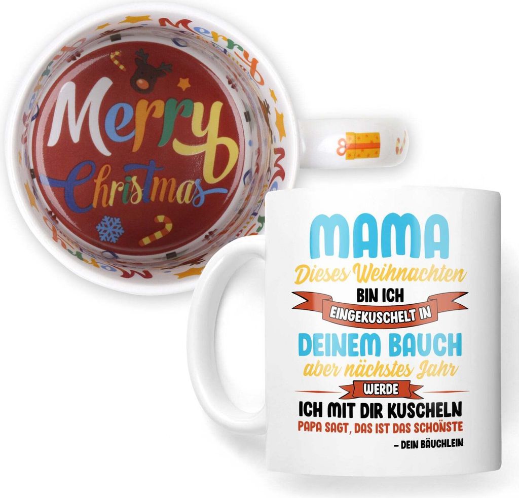 22Feels Weihnachtsgeschenk Schwangerschaft Geschenk Frauen Werdende Mama Mom To Be Kaffeetasse Verkünden Schwanger Baby Haferl Weihnachten