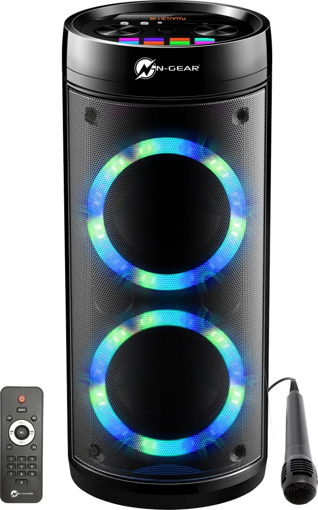 N-GEAR LGP 26R Enceinte Bluetooth Karaoké avec Micro et Jeu de Lumière