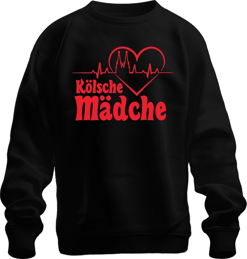 Kölsche Mädche Köln Dom Herzschlag Karneval Fasching fünfte Jahreszeit Uni Sweatshirt Pullover, Schwarz, XXL