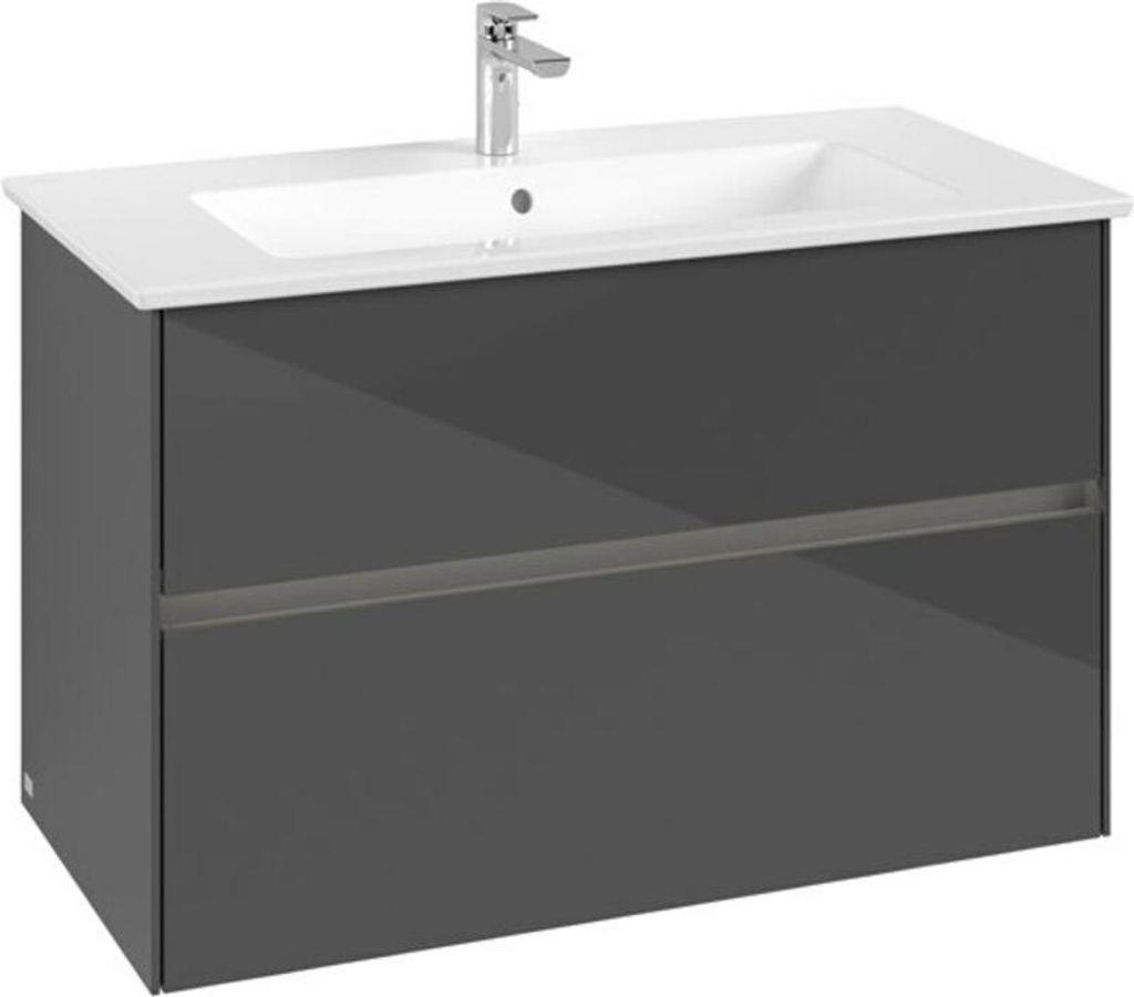 V&B Waschtischunterschrank Collaro 96,1x61x48cm, WT mi, LED 7W, glo Gr