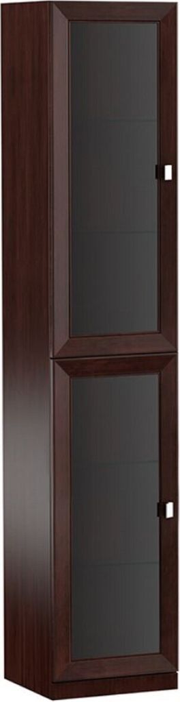 Casa Padrino Luxus Wohnzimmerschrank mit 2 Glastüren Dunkelbraun / Silber 45,4 x 44,2 x H. 225,6 cm - Luxus Kollektion