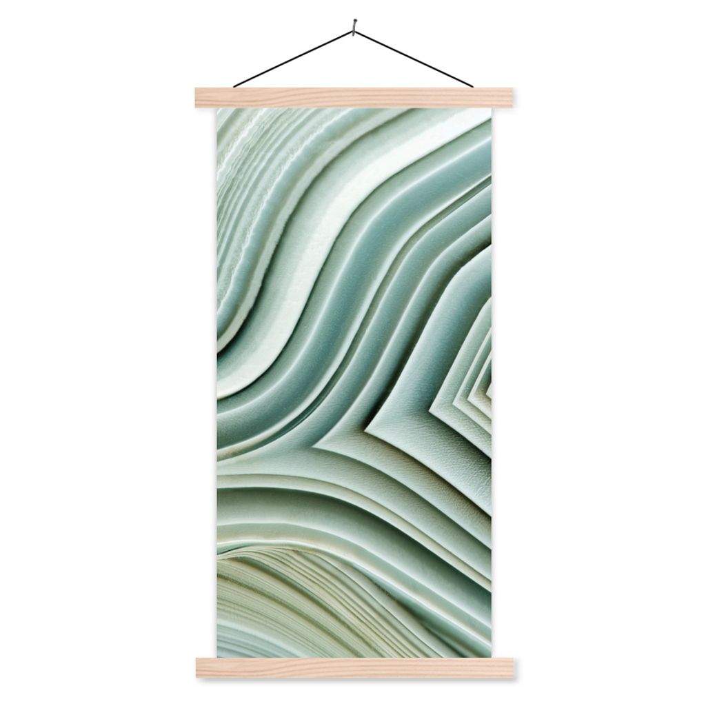 MuchoWow Textilposter Naturstein - Abstrakt - Grau 40x80 cm mit holzfarbenen Rahmen - Wohnzimmer